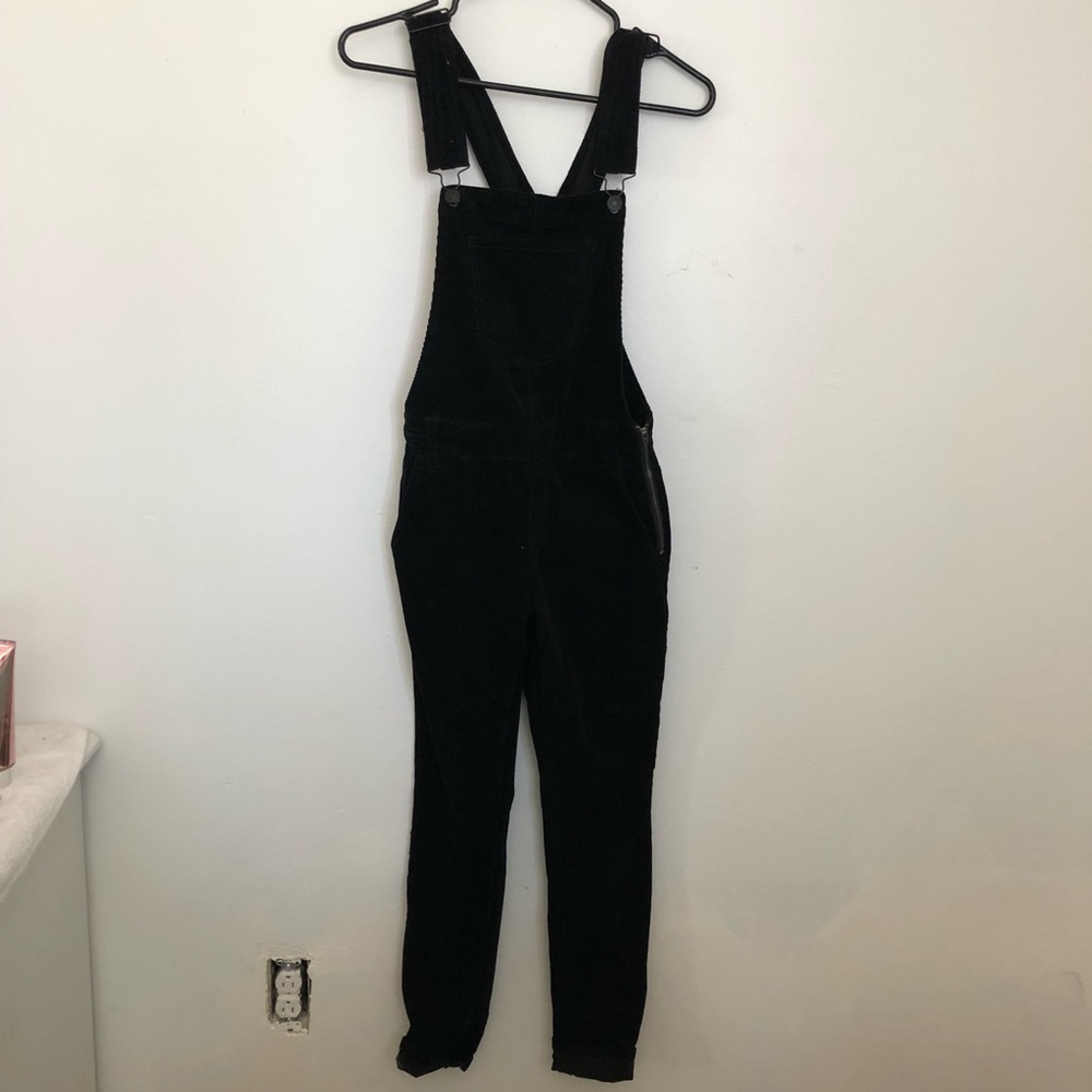 F21 Black Corduroy Overalls